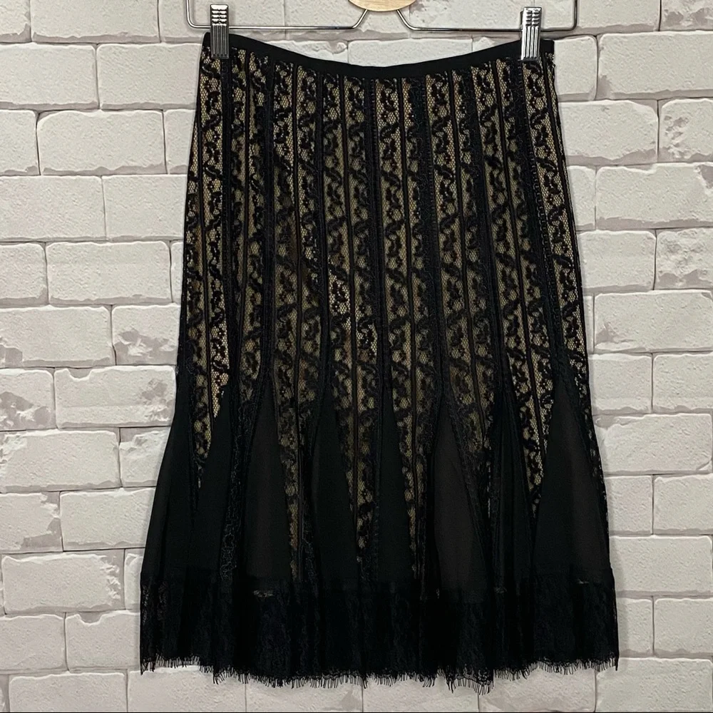 LOFT Petites Black Lace Overlay Skirt Size 0P